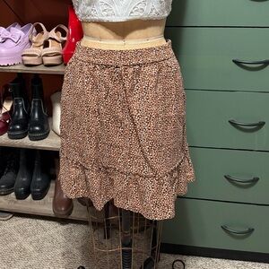 Tahari Brown Mini Skirt with Spotted Pattern